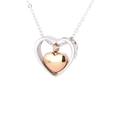 KeepSake Double Heart Love Urn Necklace for Children Gold Plated Stainless Steel