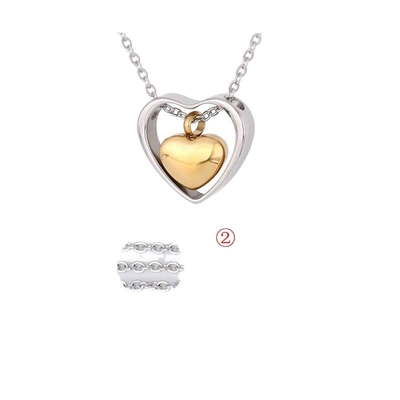 KeepSake Double Heart Love Urn Necklace for Children Gold Plated Stainless Steel