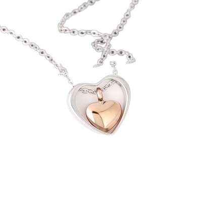 KeepSake Double Heart Love Urn Necklace for Children Gold Plated Stainless Steel